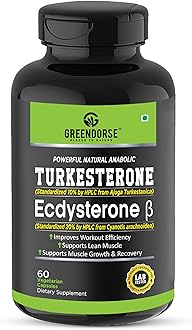 GREENDORSE Turkesterone with Ecdysterone Powerful Natural Dual sterone Action- For increased Workout efficiency, Lean muscles, Muscle growth & Recovery- 60 Veg Capsules