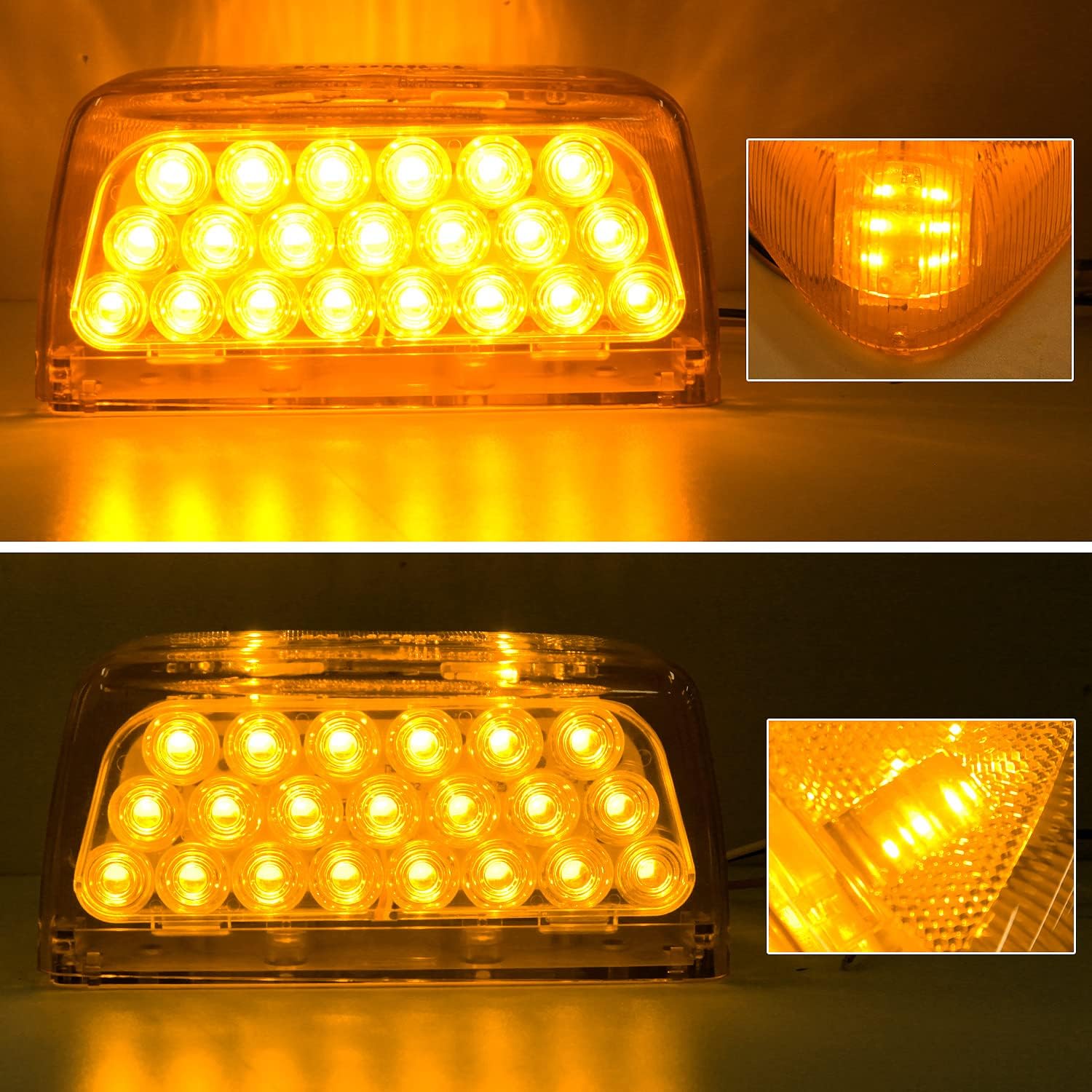 2Pcs for Peterbilt Amber Headlight LED Turn Signal Indicators Running Lights Sealed 31 LED, Replacement for Peterbilt 379 359 357 365 378 Rectangle headlight Turn Signal Lights P/T/C Lights