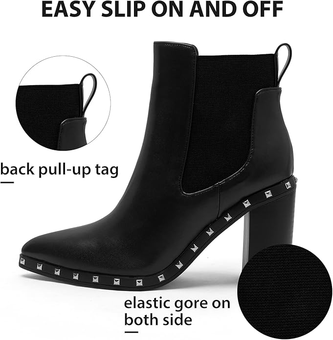 Womens Pointed Chelsea Elastic Heeled