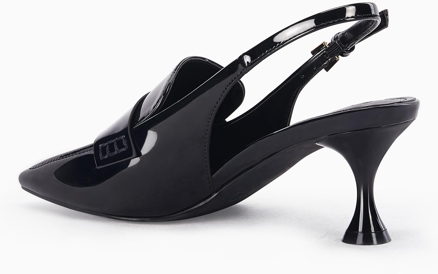 Coutgo Women's Pointed Toe Sandals Slingback Kitten Heel Pumps Slip On Ankle Buckle Dress Shoes - Image 6