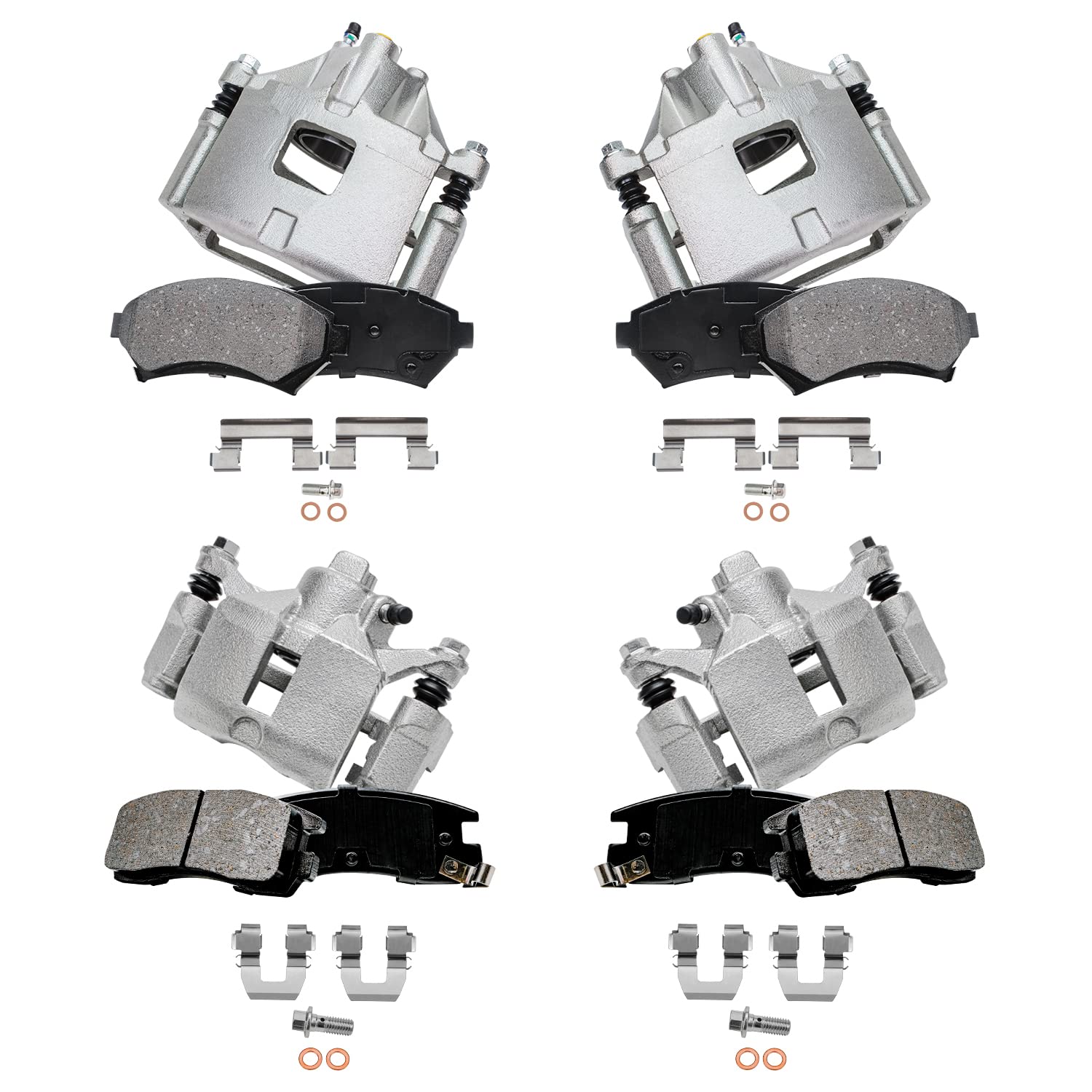 Detroit Axle - Front &amp; Rear Disc Calipers + Brake Pads Replacement