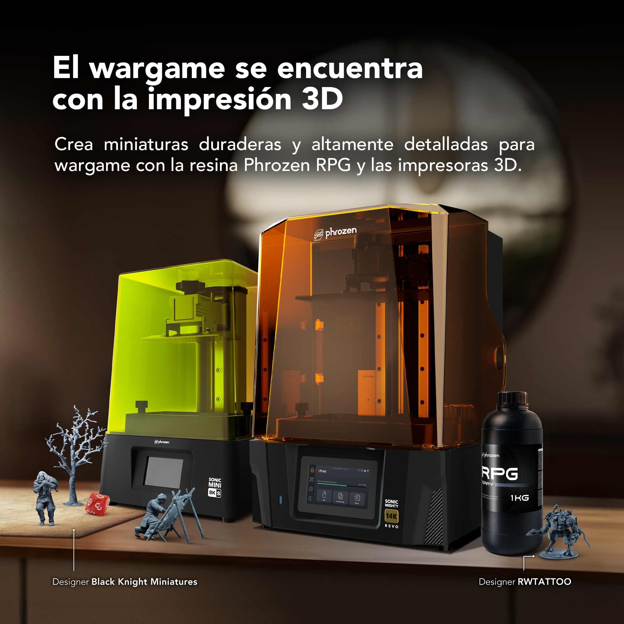 Phrozen RPG Resin | Resina para Impresoras 3D SLA/DLP/LCD | Fotopolímero Estándar de 405nm | Alta Flexibilidad y Precisión en Detalles | Ideal para Modelos de Juegos RPG - Gris (1kg)