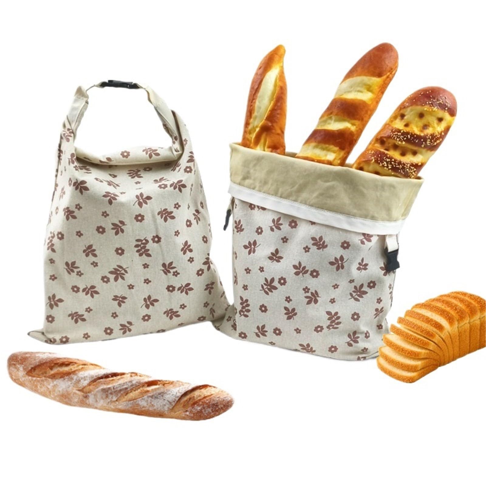 SQOYEI Organic Linen Sourdough Bread Bags Natural Beeswax Bread Bag for Homemade for Fruit Baguettes Keep Freshness Reusable Portable