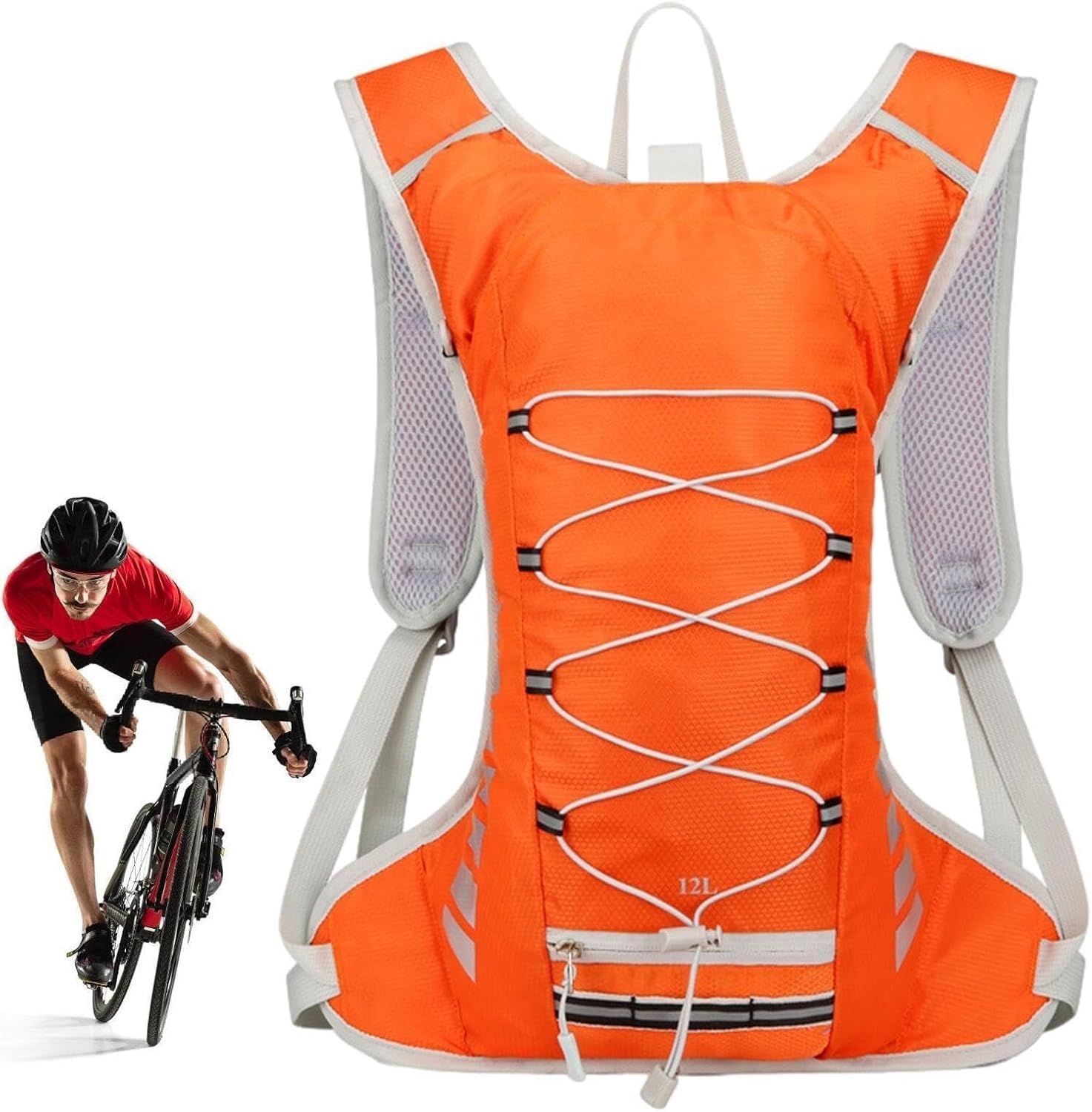 Plecak Rowerowy Na Zewnątrz Wodoodporny, Ultralekki Ze Zintegrowanym Pęcherzem Wodnym I Ergonomicznym Komfortem, Orange