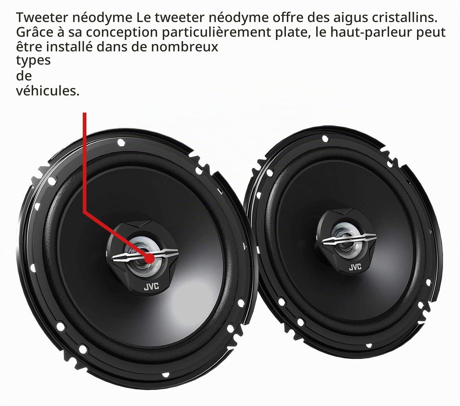 JVC J620 x Haut-Parleur coaxial (16 cm, 2 Voies) Noir & Sound Way Kit Montage Haut-parleurs 165 mm Cadre Support Enceintes Compatible avec VW Volksvagen, Skoda, Audi