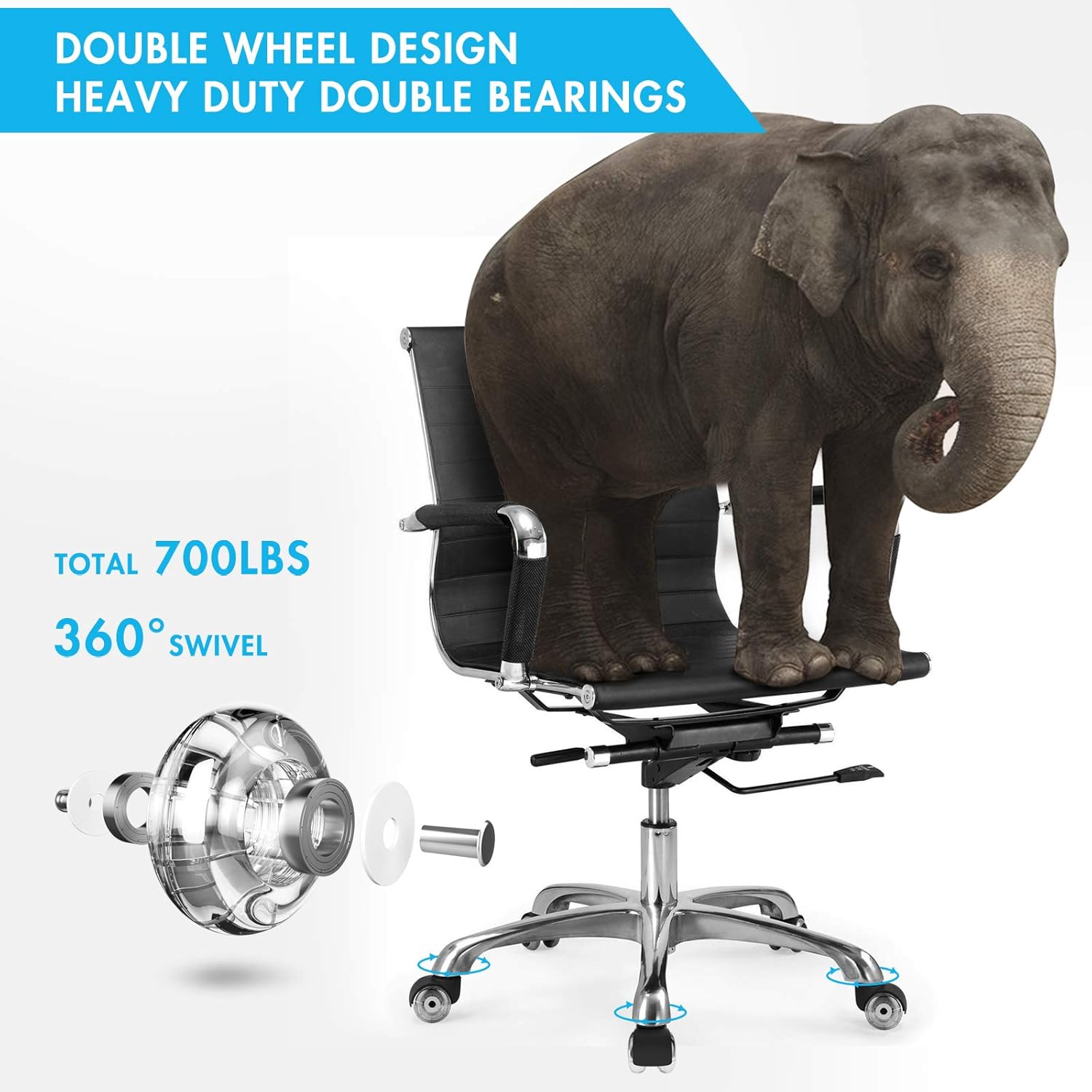 Office Chair Caster Wheels 2 Inch Heavy Duty Computer Desk Chair Wheel Replacement Quadruple Ball Bearings Chair Casters Smooth Safe Rolling for All Floors, Set of 5 : Office Products