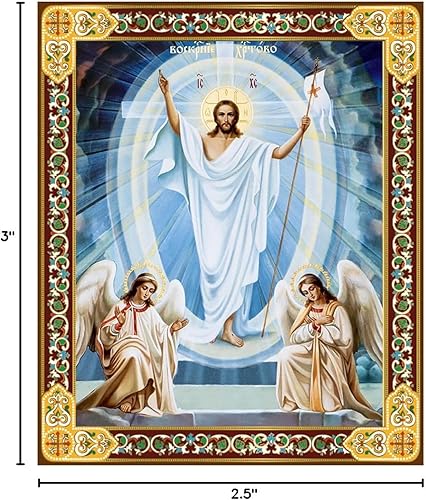 Miniatura 3 de Needzo Icono de la resurrección de Cristo Jesús con ángeles, icono católico, ortodoxo, cristiano, ruso, en madera, regalo religioso para niños y