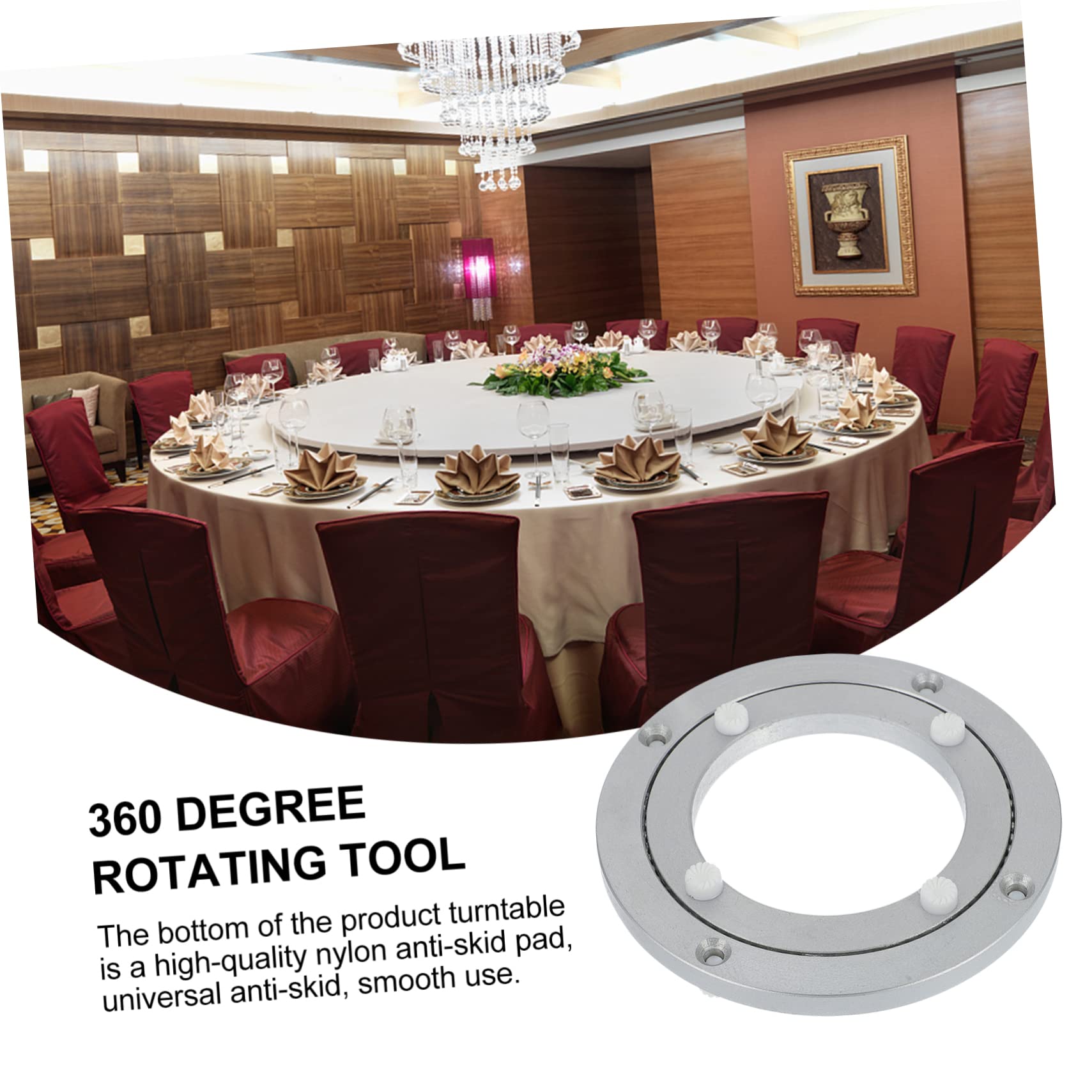 Plato Giratorio De Aleación De Aluminio Cojinete Profesional Para Mesa De Comedor Eslabón Giratorio Redondo Para Restaurantes y Hogares Base Duradera