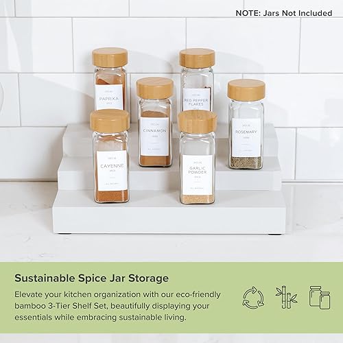 Miniatura 4 de KitchenEdge Organizador de especias expandible para gabinete, estante de 3 niveles para organización de especias (11 a 22 pulgadas), se adapta a 36