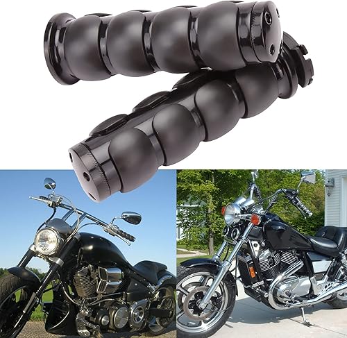 Miniatura 5 de Par de manillares de 1" doble negro para motocicleta extremo manillar para cruceros Harley Honda Yamaha Suzuki