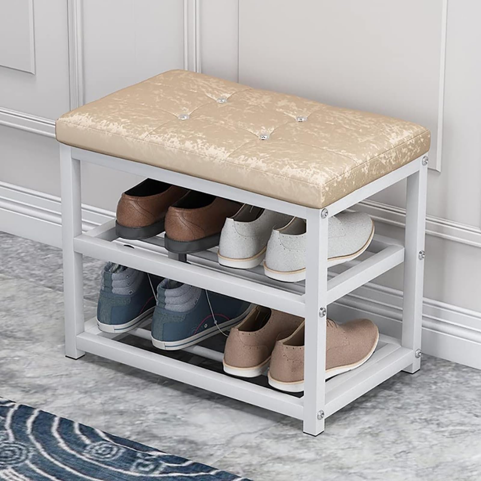 Banc de rangement à chaussures pour optimiser une entrée encombrée