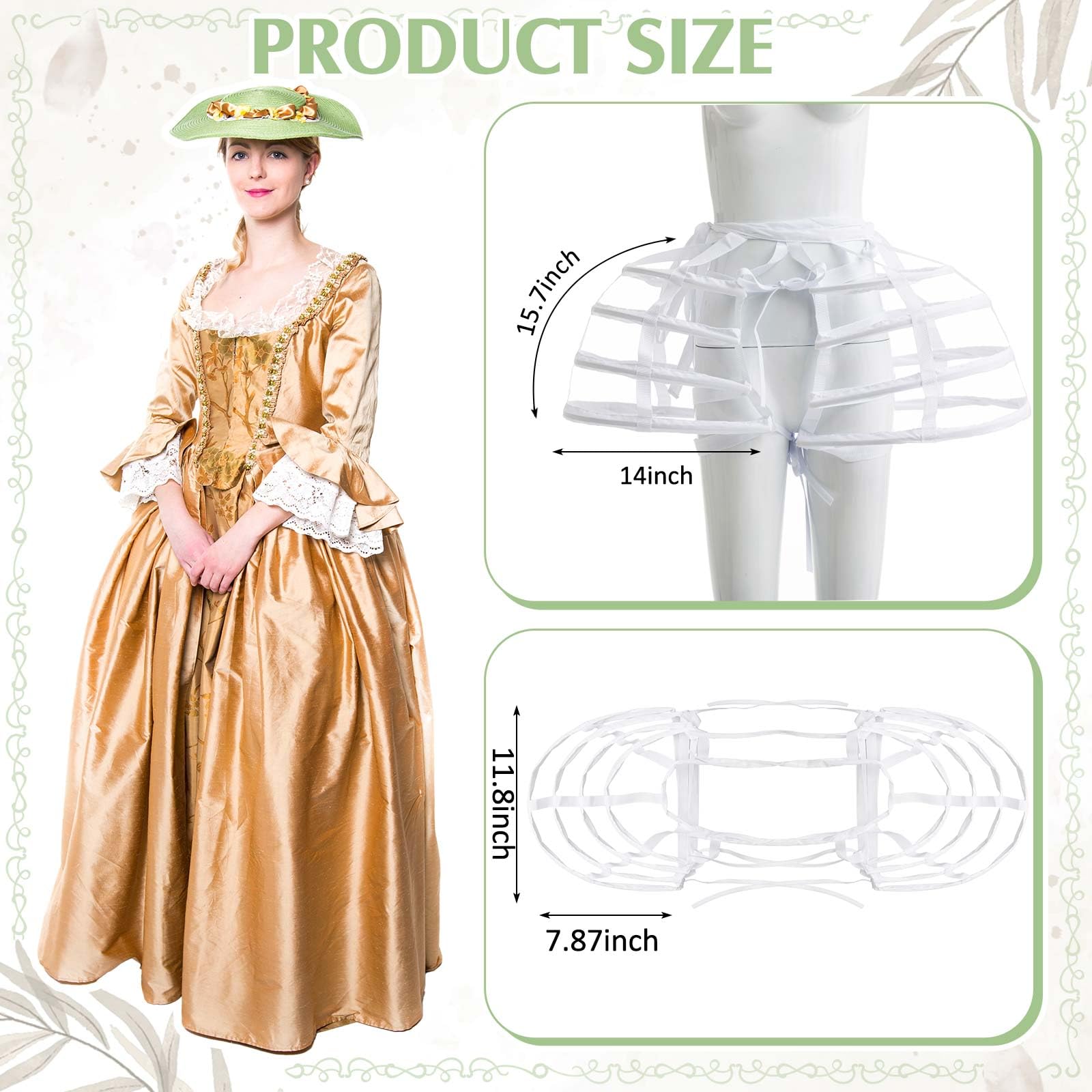 Hercicy Pannier Petticoat für Damen, viktorianisches Bustle-Käfig, Reifrock, Petticoat für Damen, unter Kleid, Halloween-Party-Kostüm