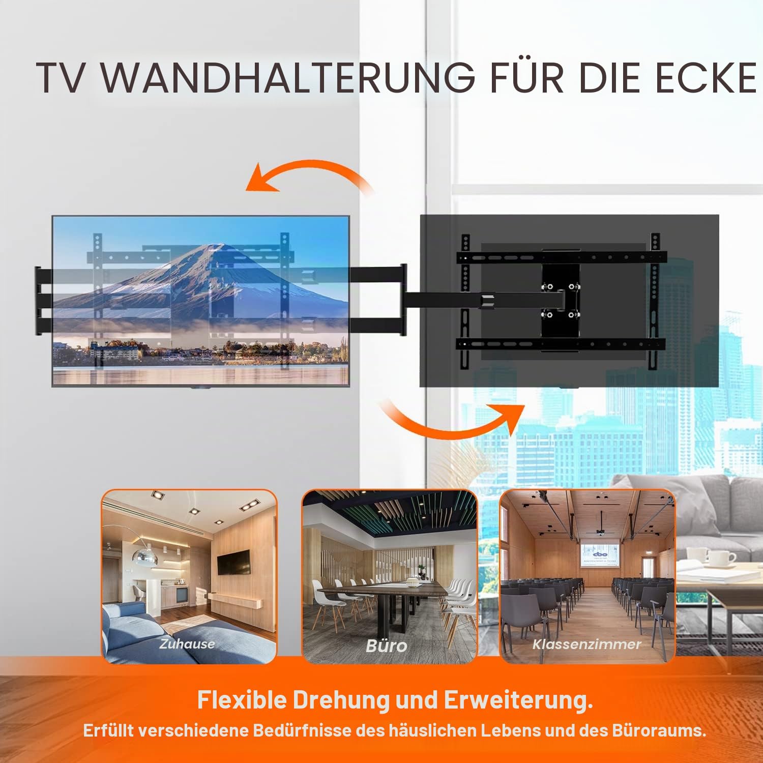 GINKGO TV Wandhalterung Schwenkbar für 37-75 Zoll LCD/LED/OLED TV | 1200 mm Extra Langem Gelenkarm Wandhalterung Fernseher，Schwenkbar und Drehbar, MAX VESA 600x400mm, Bis Zu 45KG