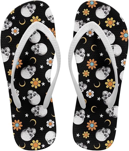 2025 Fashion Women's Flip Flops 3D Printed Outdoor Soft Slippers Open Toe White Thong Sandals US Size 5-9