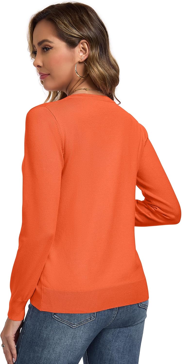 Cardigan Sweaters for Women Lightweigh Crew Neck Button Down Long Sleeve Sweaters Cardigans - Image 6