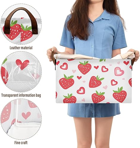 Miniatura 5 de KLL Strawberry Country Style Valentine Rectangle Storage Baskets Storage Bins with Handles Fabric Closet Organizers for Organizing Clothing, Jeans,