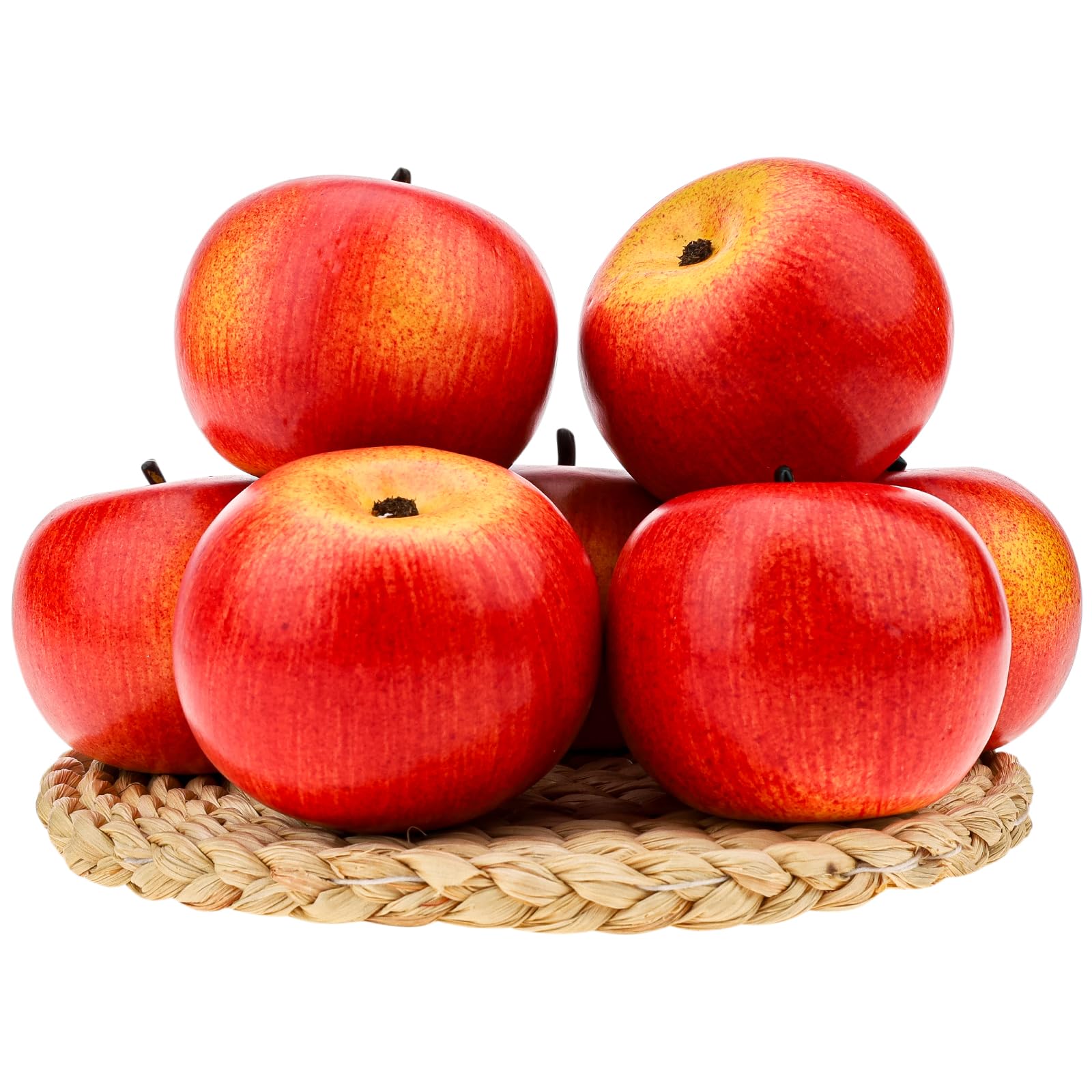 6 Pommes Artificielles Rouges En Mousse - Décoration Realiste 7cm