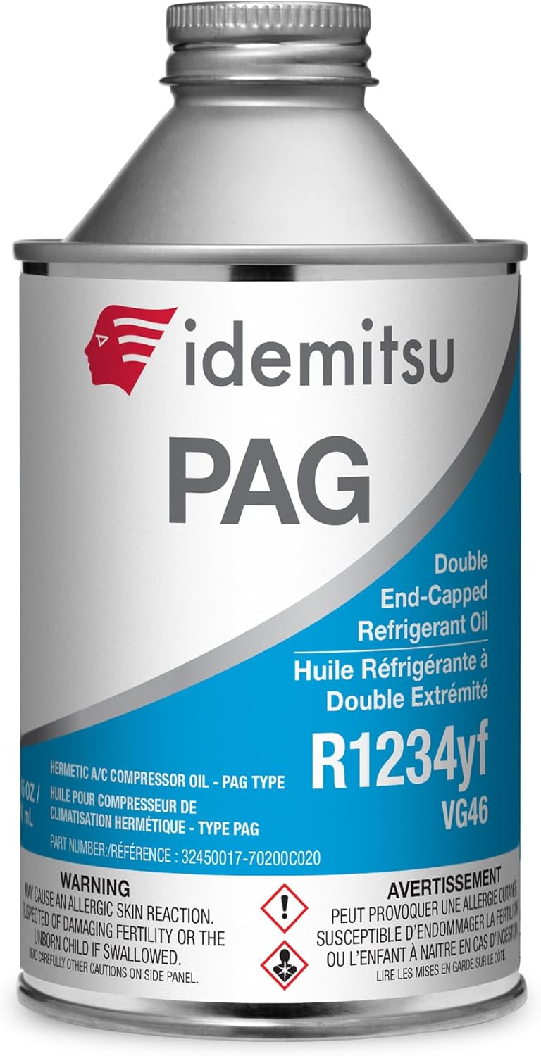 Idemitsu PAG A/C Compressor Hermetic Oil 1234yf - 8.45 Fl oz | Engineered for Superior A/C Performance and Protection with Advanced Lubrication Properties