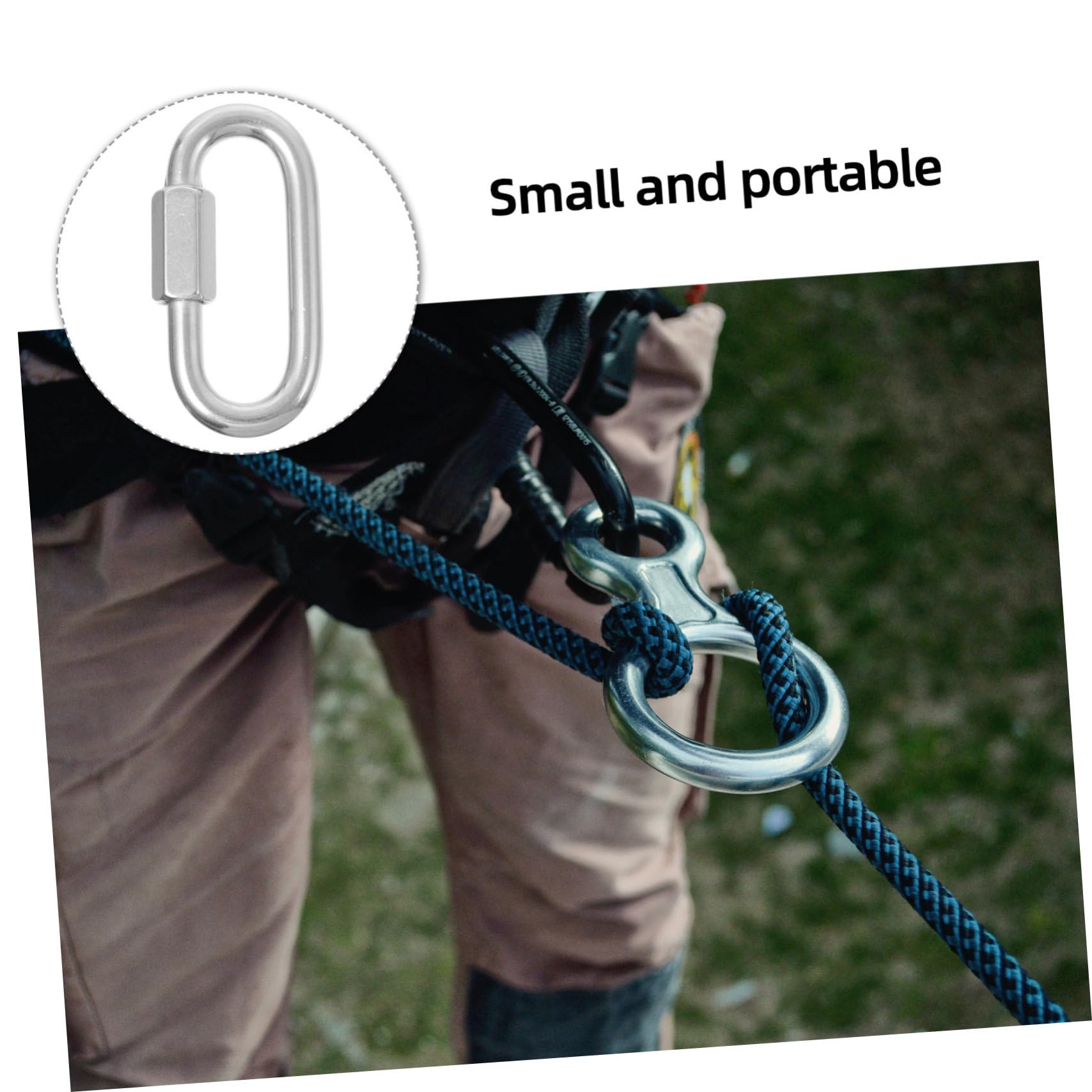 KICHOUSE 5 Pcs Quick Connect Ring Locking Chain Buckle Stainless Chain Oval Keychain Connector Repair Links Parts Heavy Duty Steel Clip SMA Connectors 304 Stainless Steel Silver