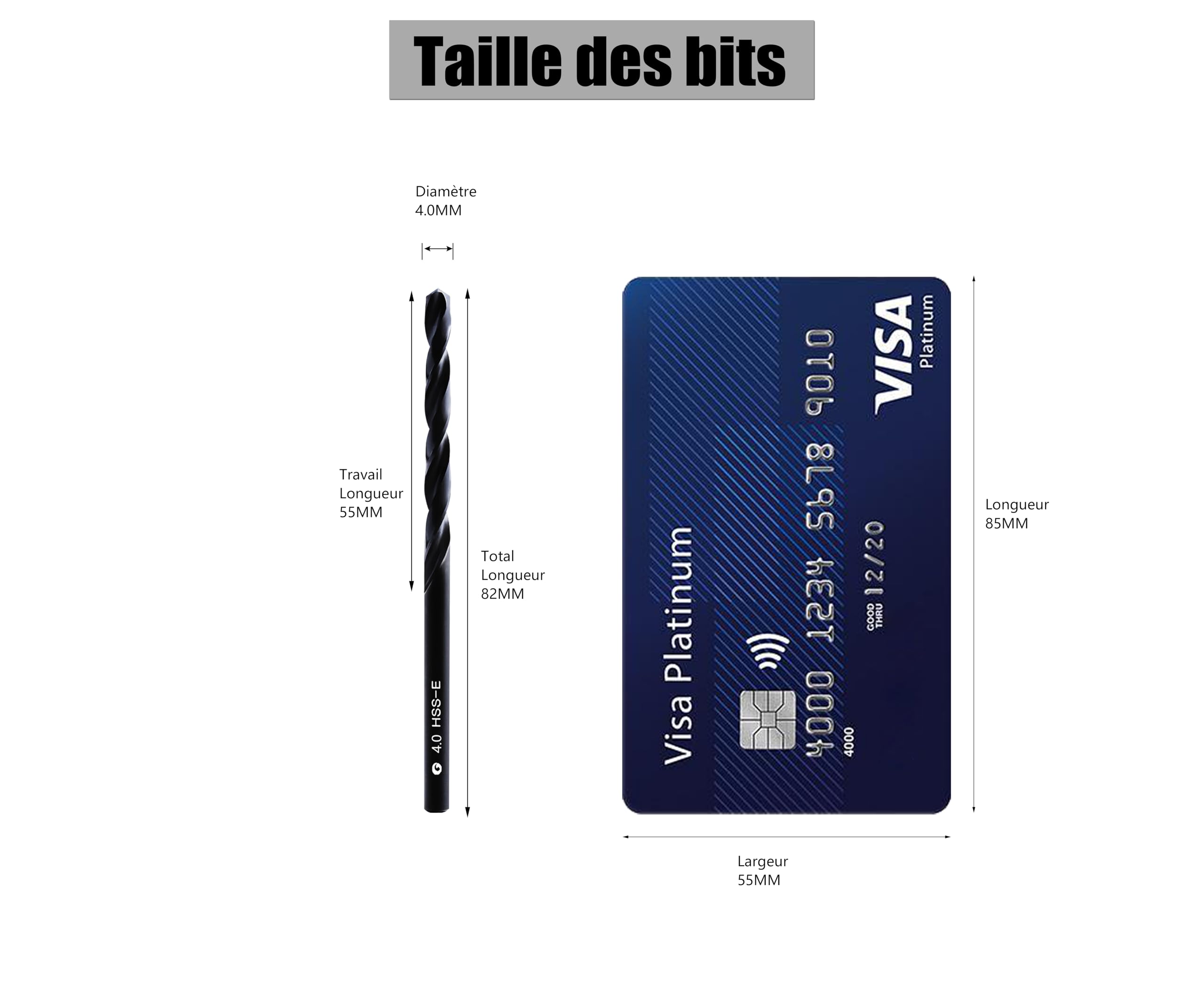 Forets hélicoïdaux HSS M35 4,0 mm Lot de 10 - Acier rapide pour aciers, fonte et métaux