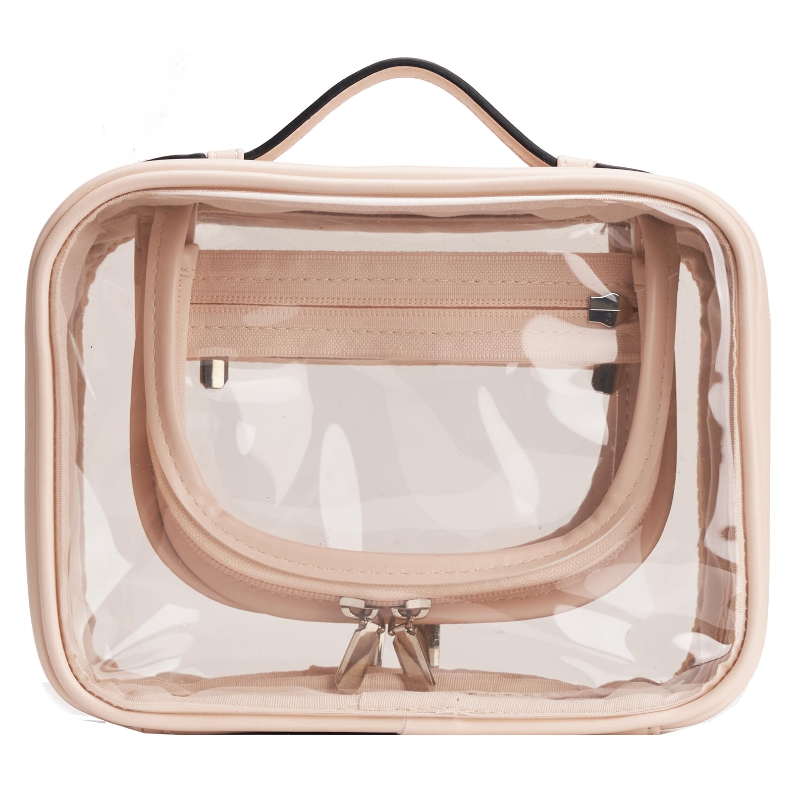 Toiletry Bag Clear Cosmetic Case,Small,Pink