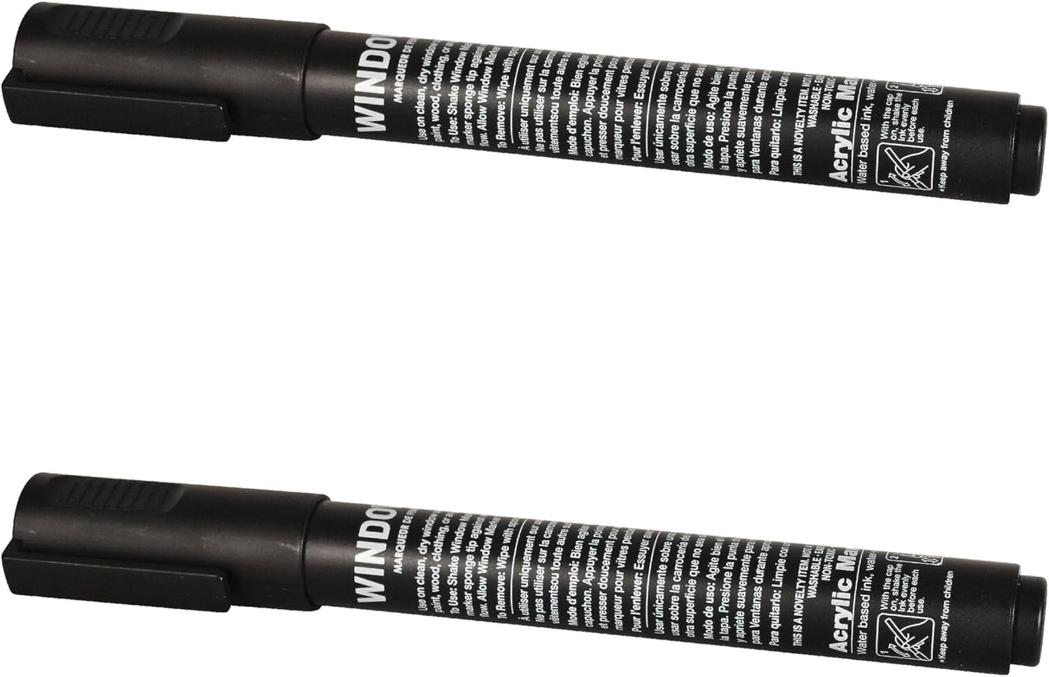 Beistle Black Acrylic Window Markers – 2 Pack Bold Washable Glass Paint Pens for Graduation Car Decorating, School Spirit Events, Parades and Storefront Displays, Indoor Outdoor, Water Resistant