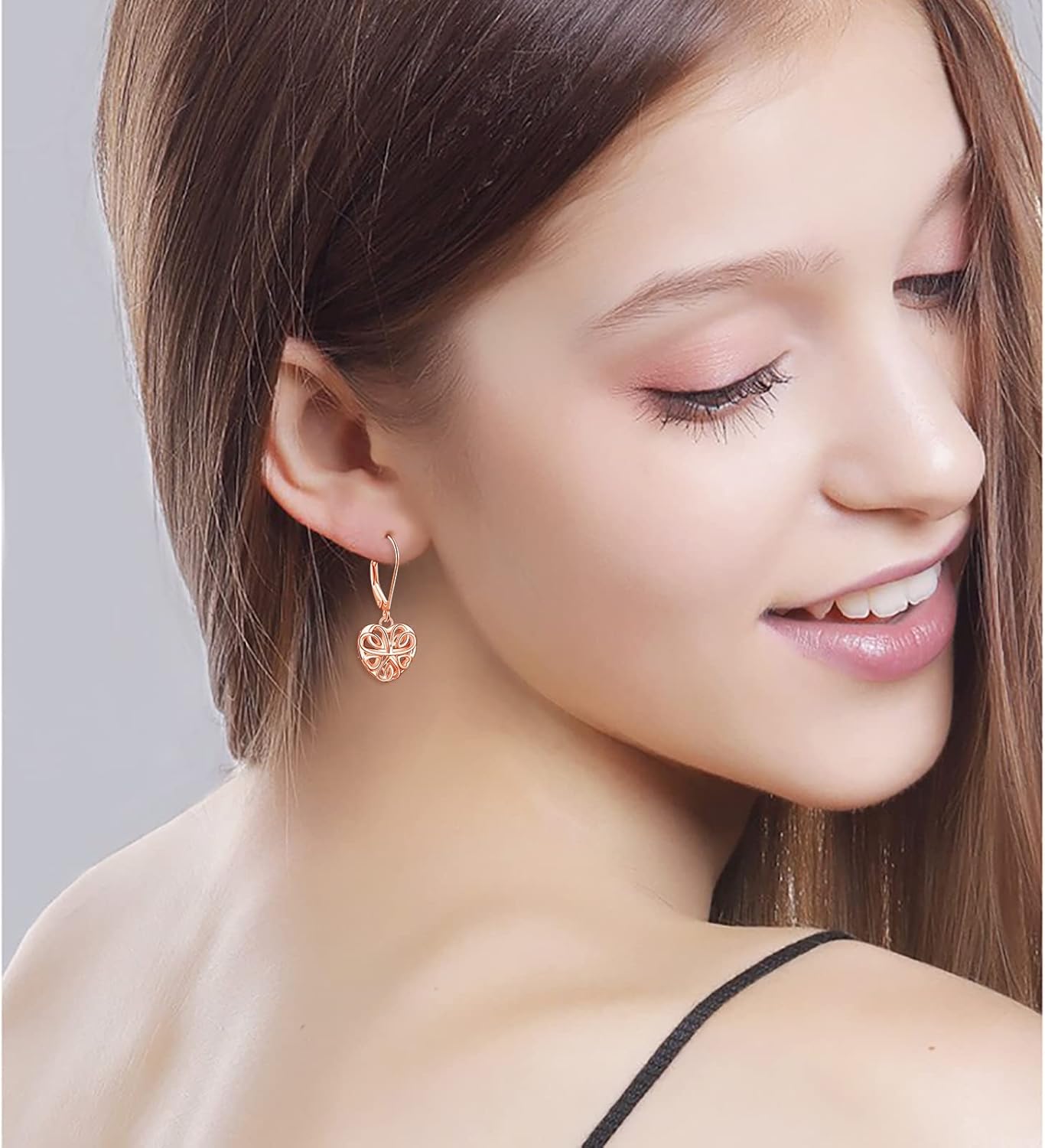 Valentines Day Gifts S925 Sterling Silver Heart Dangle Drop Stud Earrings for Women Mom Sister Friend Jewelry - Image 3