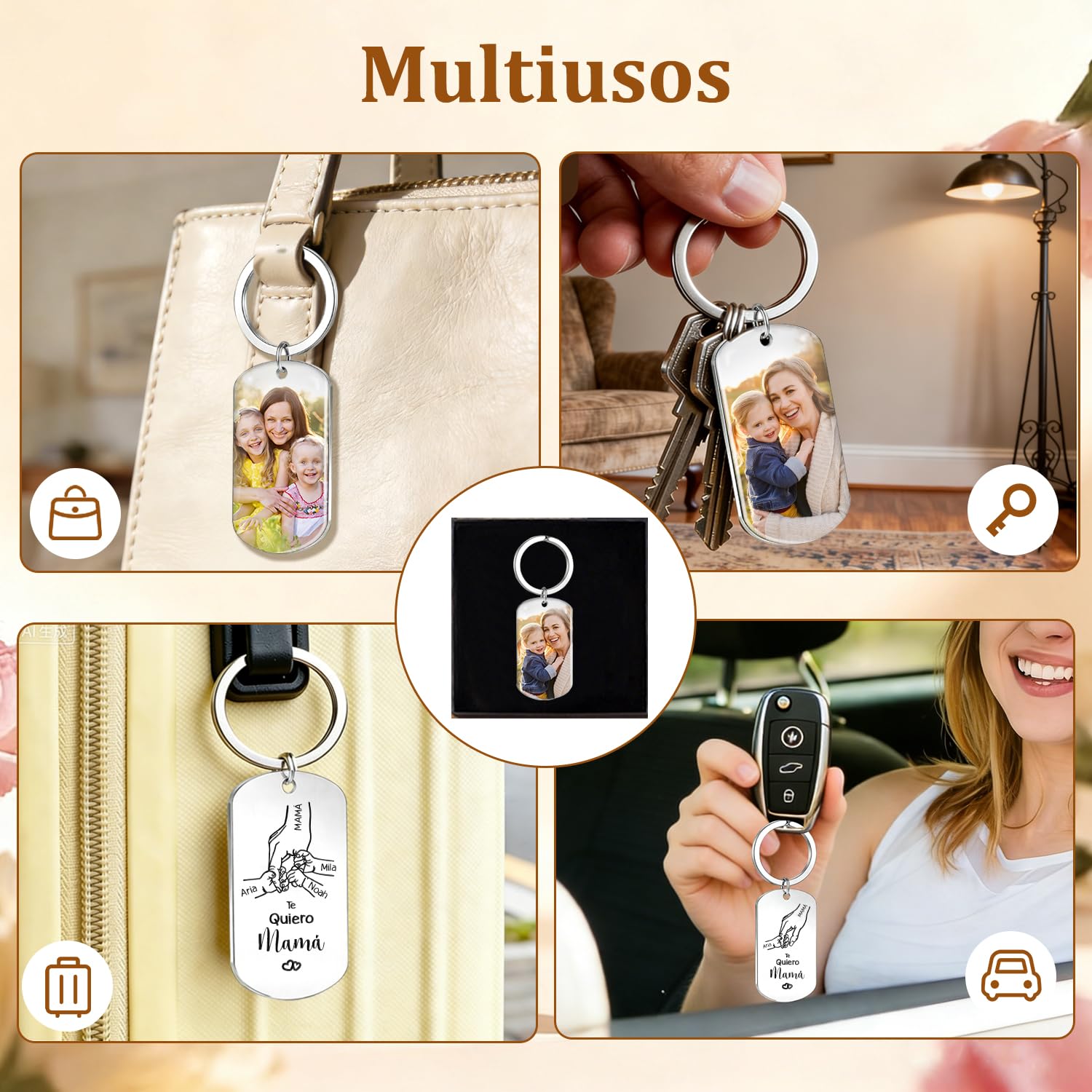 Llavero Regalo Dia de la Madre Personalizado Regalo Mama - Llaveros Personalizado con Foto Texto para Mamá, Mama Cumpleaños Regalos Personalizados para Madre Mujer — view 7