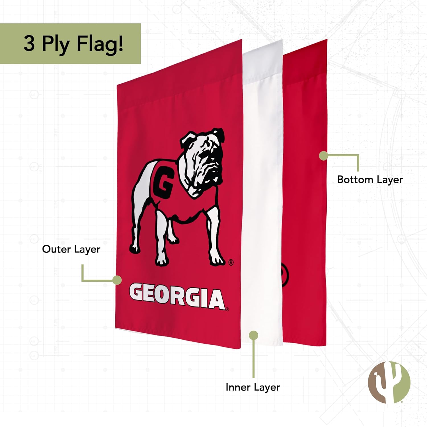 Desert Cactus University of Georgia UG Garden Flag – 19 x 12 inch Georgia Bulldogs Banner, For Outdoor Display and Events (Design P) - Image 4
