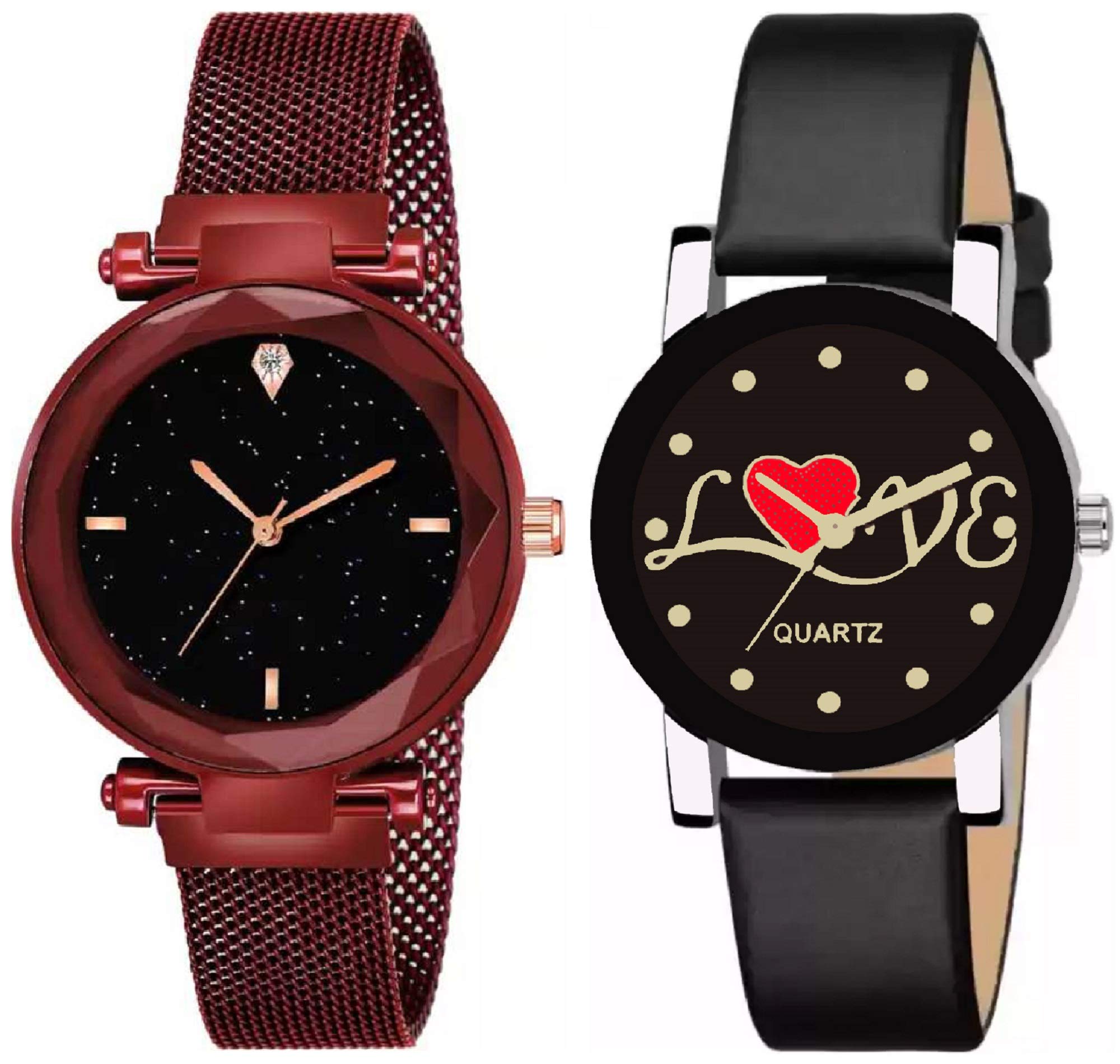 ZUPERIA Special Valentines Combo of Magnetic Chain and Leather Strap Analog Watch for Girls & Women (Red) (B08KXYWJ5F) Amazon Price History, Amazon Price Tracker