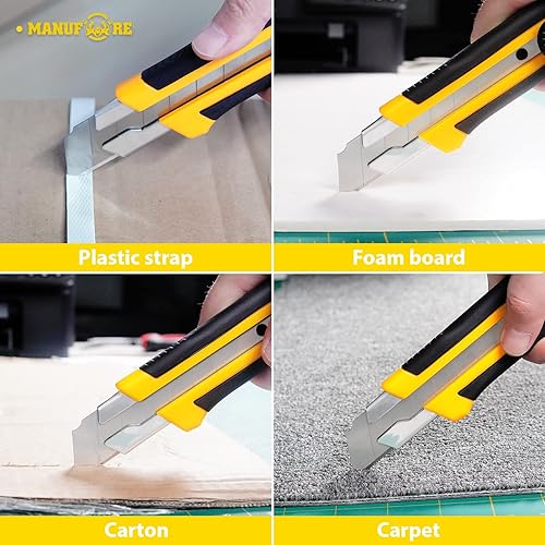 Miniatura 6 de MANUFORE Cuchillo utilitario de 0.984 in Cuchillo retráctil resistente a presión con hoja ultra afilada de acero SK5