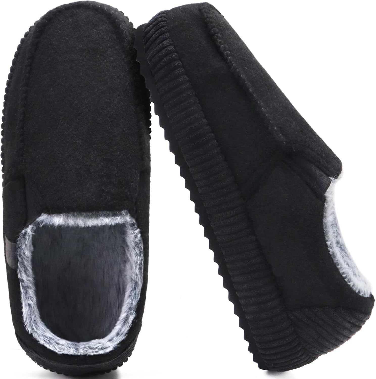 ONCAI Mens Clog Slippers with Arch Support Stripe Faux Fur Cotton-Blend High-Density Memory Foam Warm House Slippers Slip-on Indoor Outdoor Rubber Sole Size 7-16 - Image 6