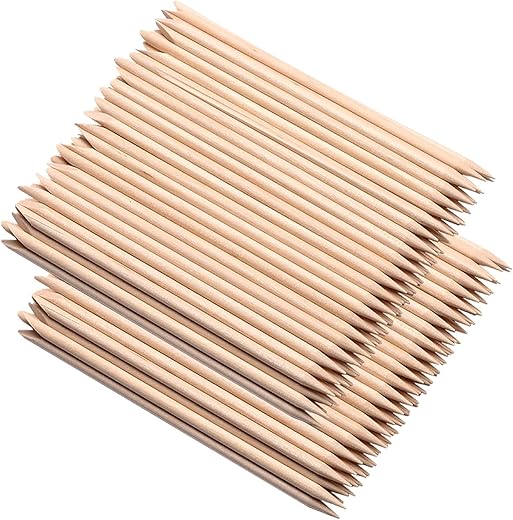 KNAFS COLLECTIONS®24 pcs Orange Wood Stick for Cuticle Pusher Remover and Nail Art, Set of 24
