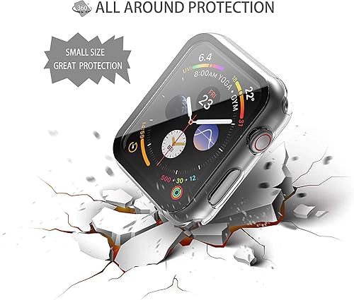 Miniatura 4 de Misxi - Juego de 2 fundas rígidas de policarbonato con protector de pantalla de vidrio templado para Apple Watch Series 456SE de 44 mm, ultrafina,