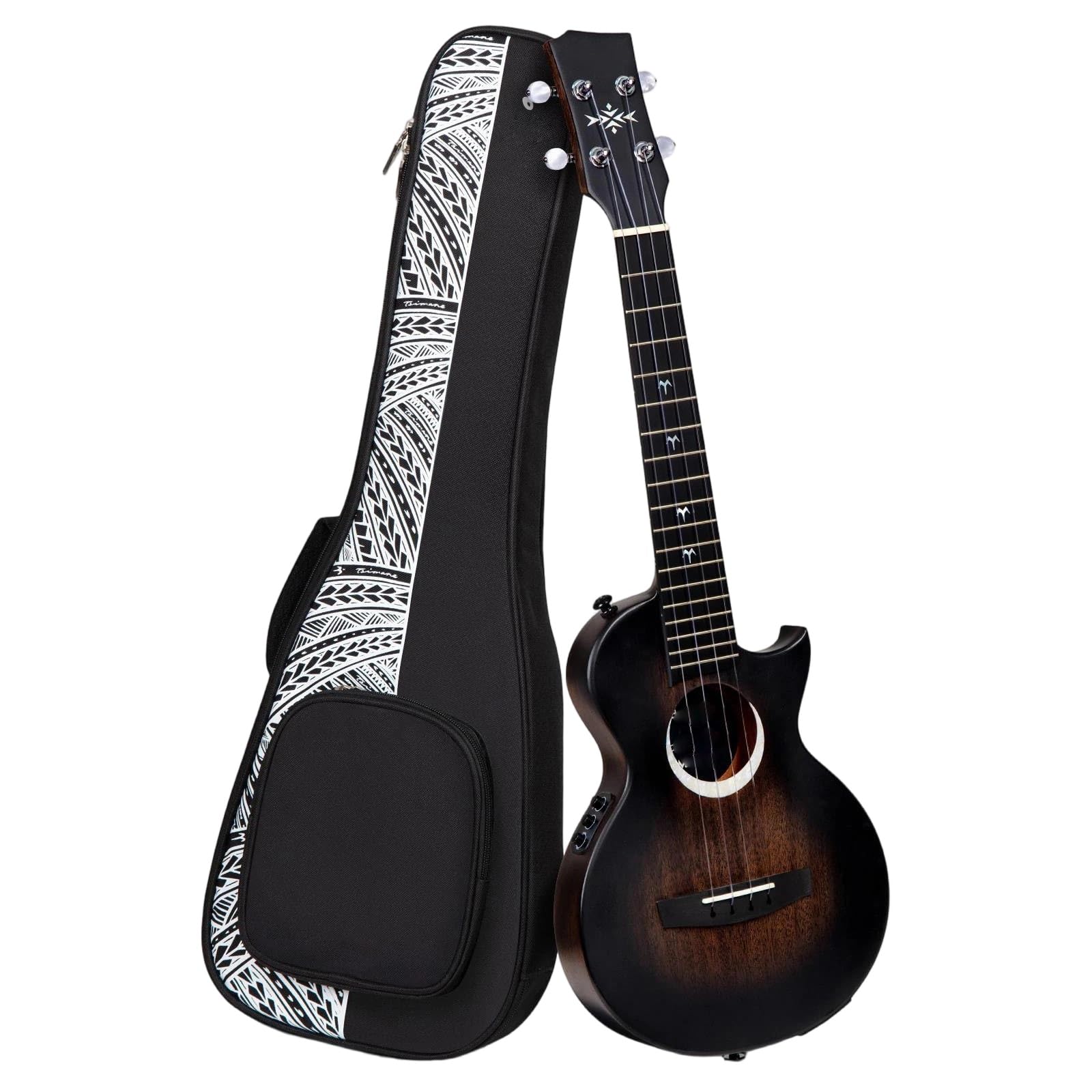 Ukulele Instrumenty Muzyczne Ukulele Dla Początkujących W Całości Wykonane Z Mahoniu 26 Cali Zestawie Pokrowiec I Pasek(Black)