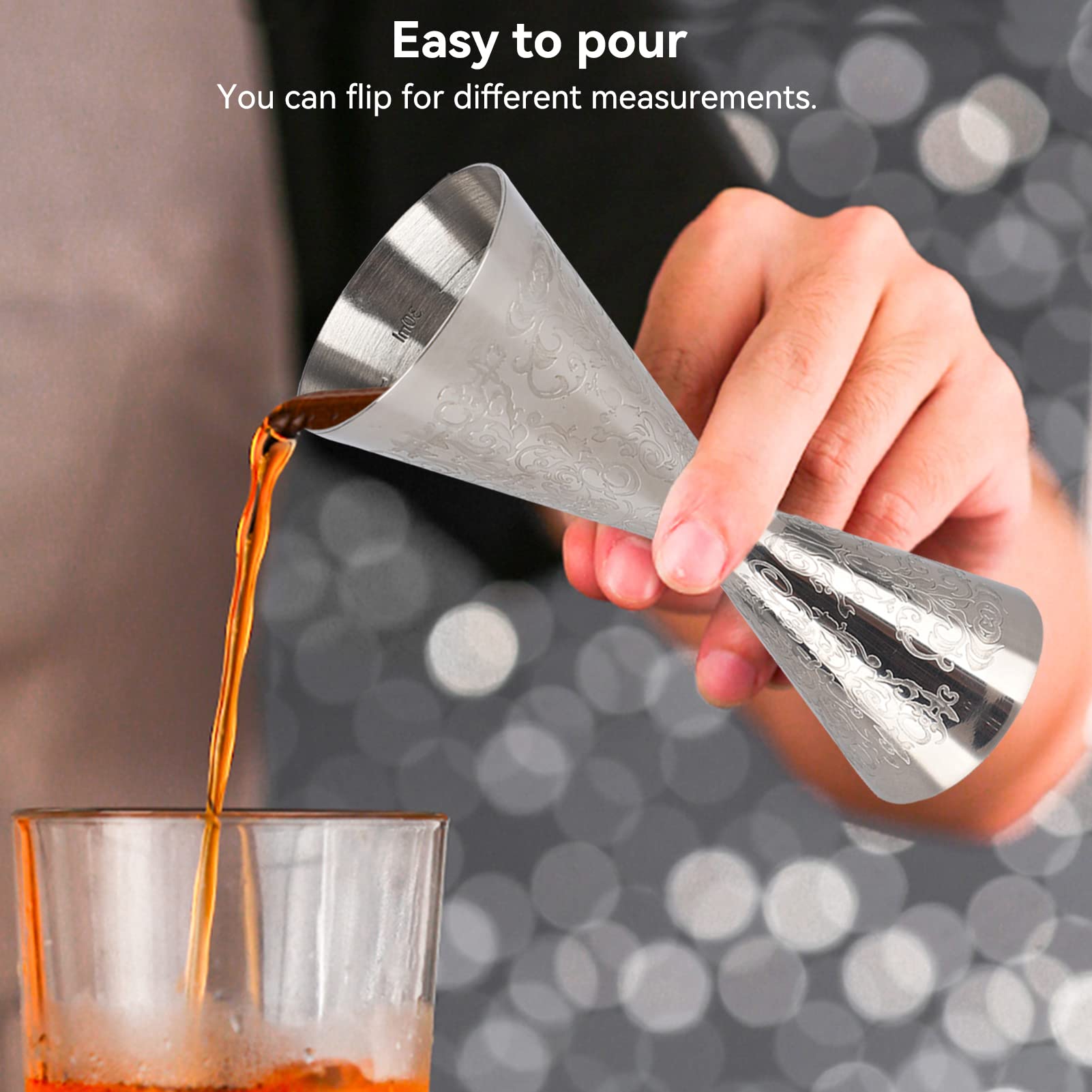 Jigger Da Cocktail In Acciaio Inox - Misurino Professionale 30/60 Ml | Per Bartender, Scala Interna