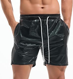 Amy Coulee Herren Metallic-Shorts, 12,7 cm, Rave, Hotpants, glänzend, glitzernd, Shorts mit Taschen