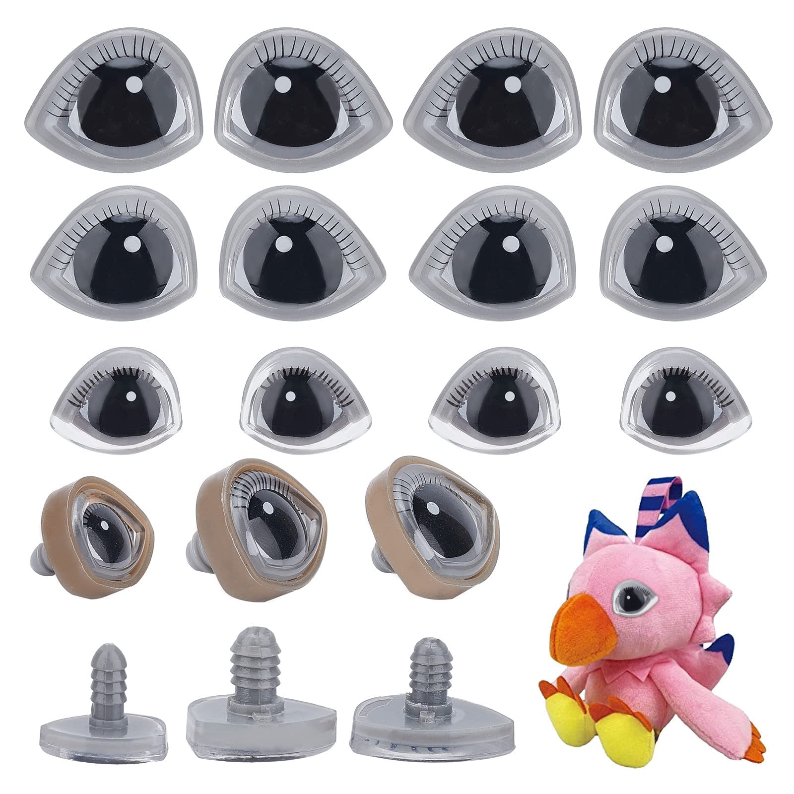 SYOSI 3D Safety Eyes, 3 Sizes Crafts Eyes with Eyelash Washers Crafts Bear Dog Cats Eyes Plastic Stuffed Crochet Eyes for Amigurumi Plush Animal Crafts Making 40 Sets