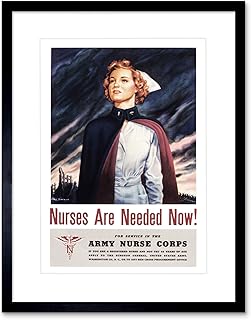War WWII USA Enlist Army Nurse Corps Framed Wall Art Print