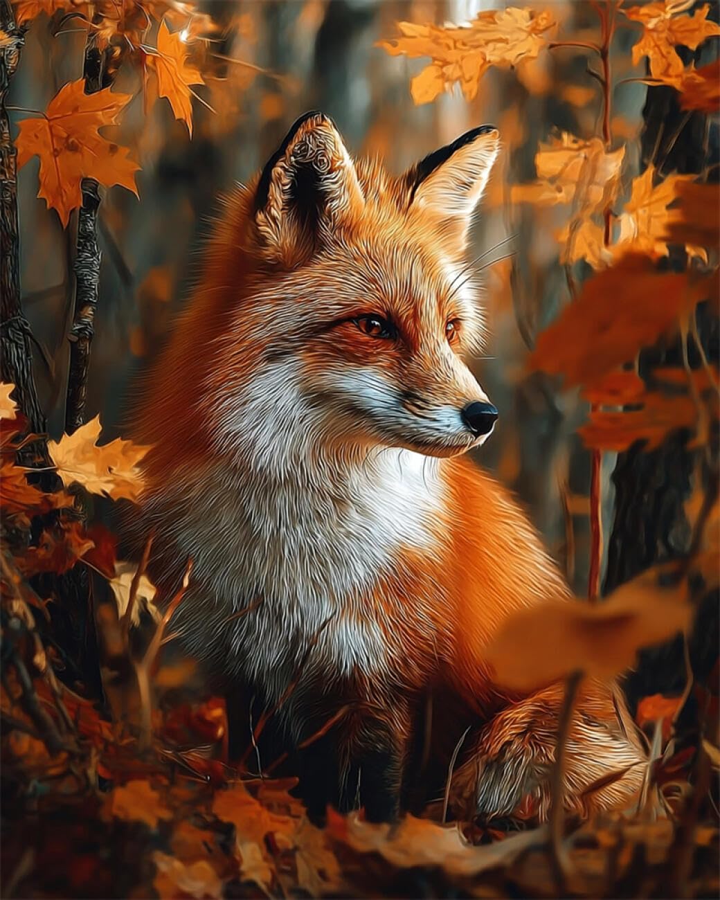RKFLGEW DIY Embroidery Set Fantasy Fox 30x40cm