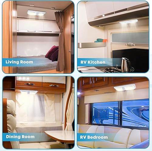 Miniatura 7 de Kohree Luz LED de cúpula de 12 V para iluminación interior de techo de remolque, cámper con interruptor, blanco 600 lúmenes (Paquete de 5)