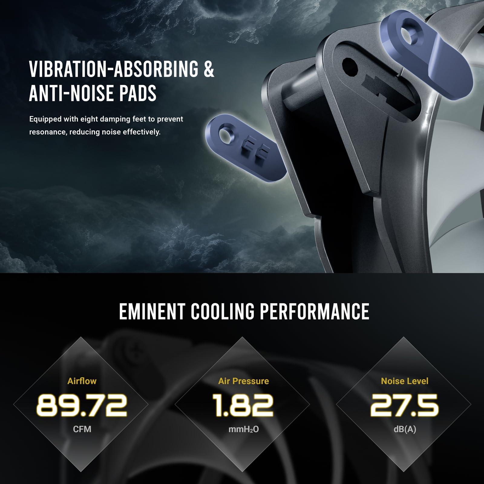Antec Tranquil Wentylatory ARGB PWM 140 mm x 25 mm, 1500 obr./min, 89,72 CFM, 1,82 mmH2O, 4-pinowe złącze PWM, 3-pinowe złącze LED, wentylator 120 mm, seria cichych
