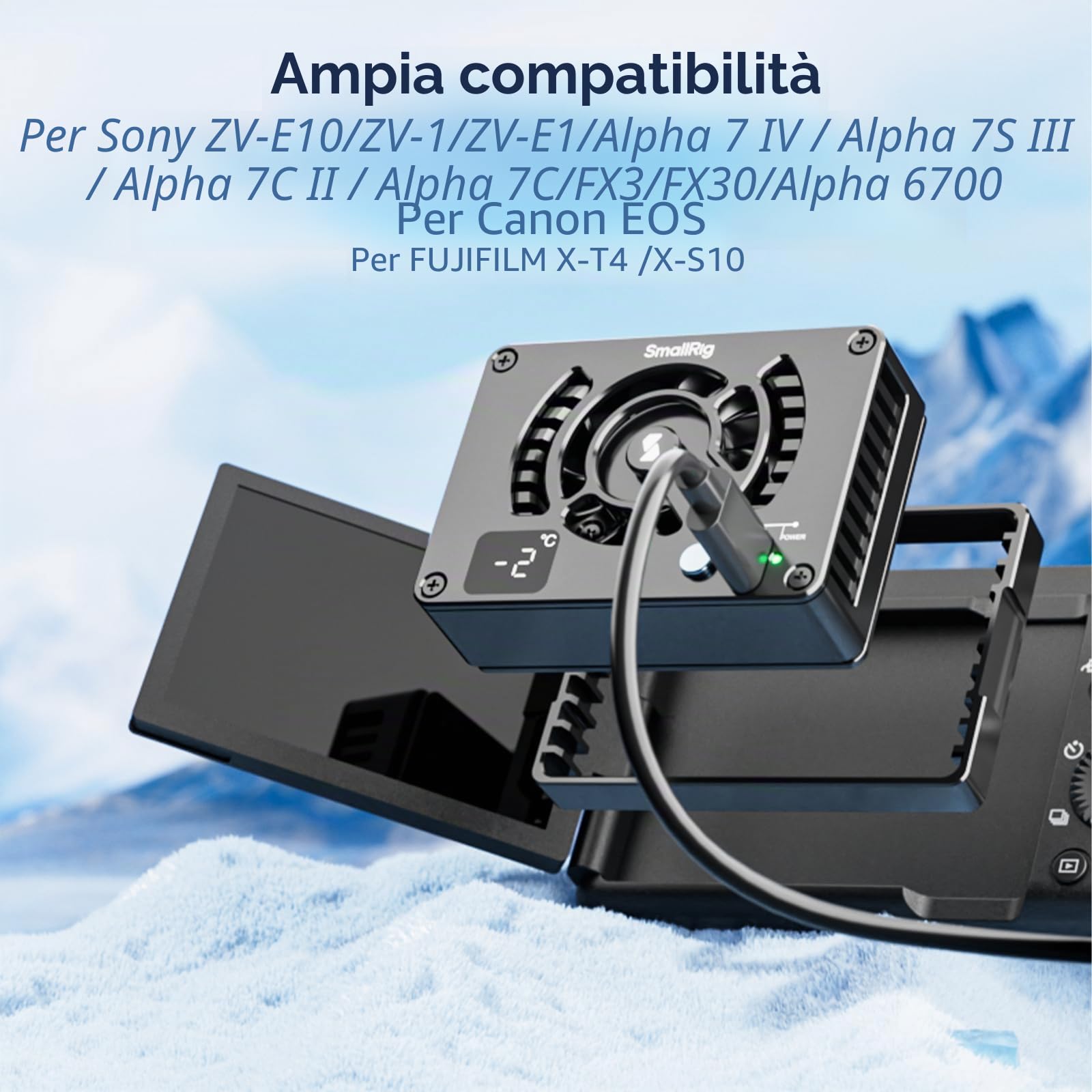 SMALLRIG Sistema di Raffreddamento Esterno per Sony/per Canon/per FUJIFILM, Ventola a Scatto con Modulo di Raffreddamento TEC per ZV-E10/A7 IV/A6700/FX3/ A7CII, per R5/R6/R7/R8, per X-S10-4815