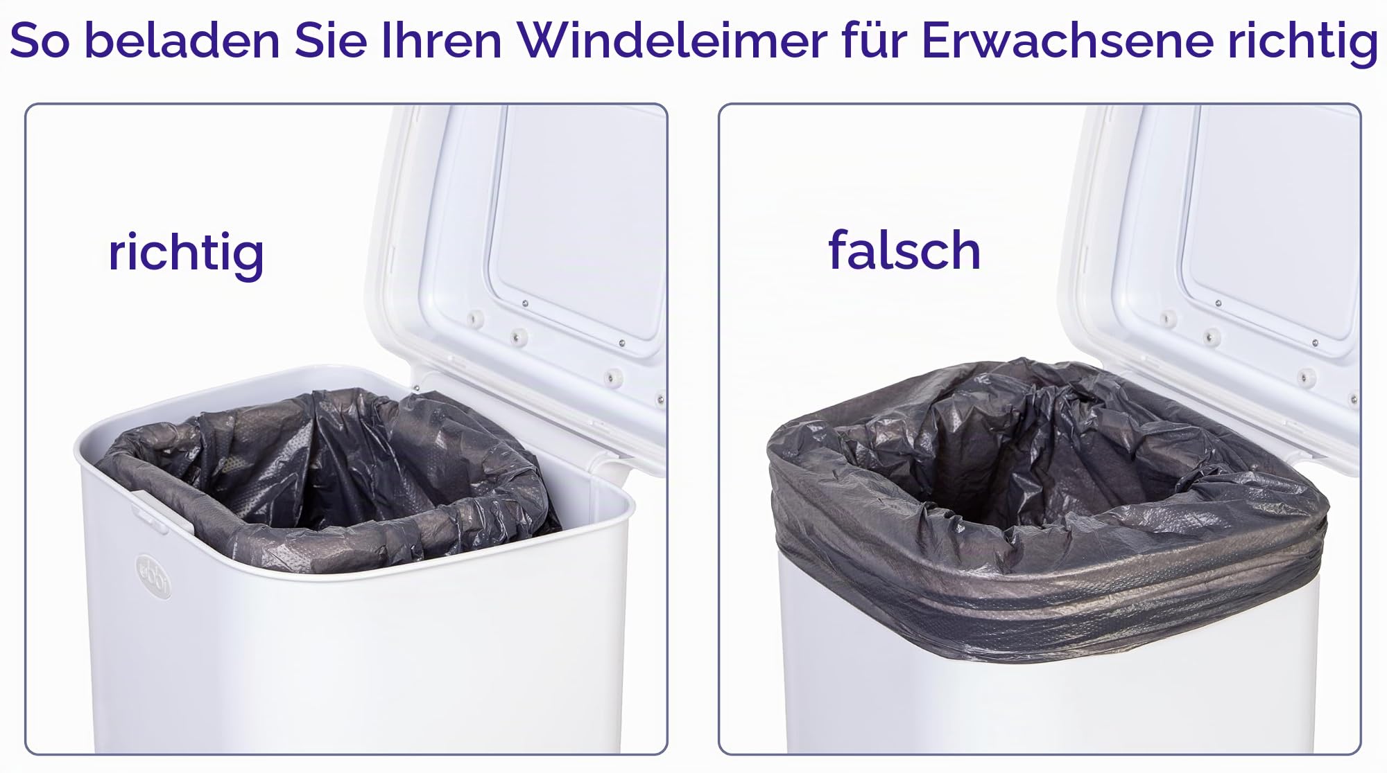 Ubbi Windeleimer für Erwachsene, Edelstahl, geruchsschließend, keine spezielle Tasche erforderlich, preisgekrönt, modernes Design, Weiß