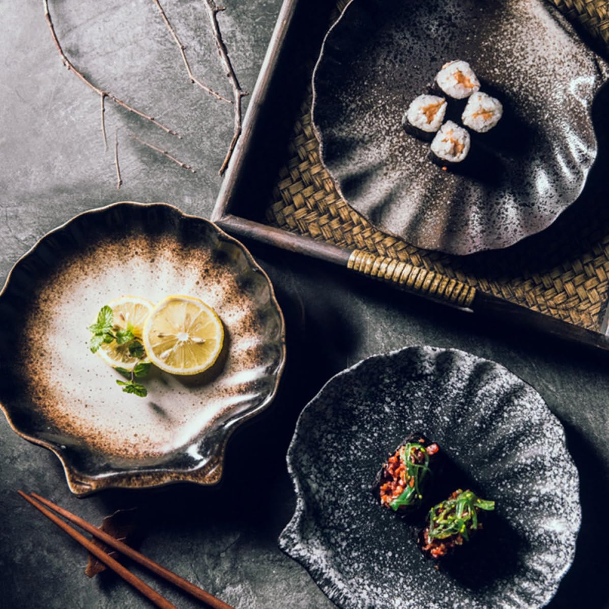 Plato de Cerámica Forma de Concha Hogar, Vajilla Creativa y Bonita, Adecuado para Restaurante y Decoración Moderna
