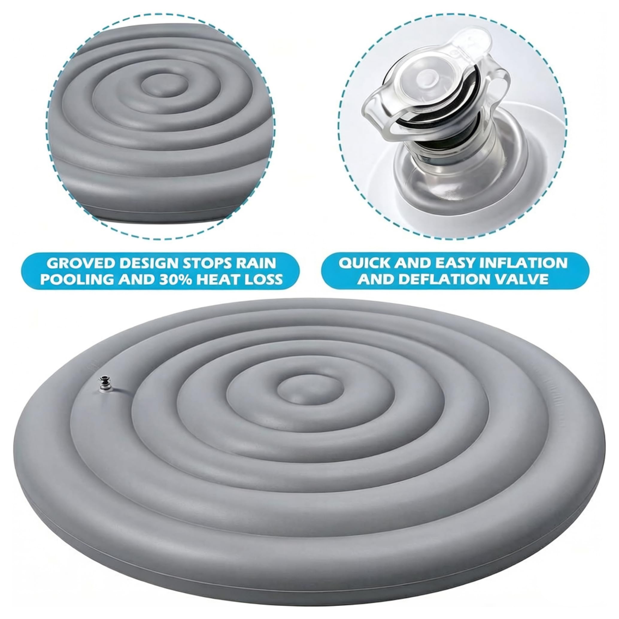 Copertura rotonda per vasca idromassaggio, protezione UV antipolvere per vasca idromassaggio, ricambio grigio, 165 cm / 64.96in