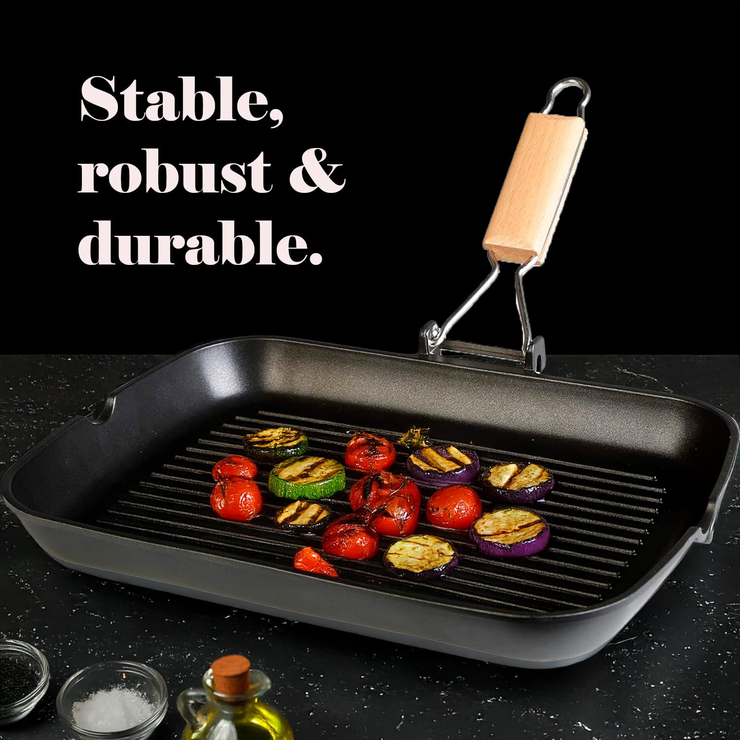 WECOOK! Grill de aluminio fundido RAYADO ECOSTONE. 34 x 24 cm