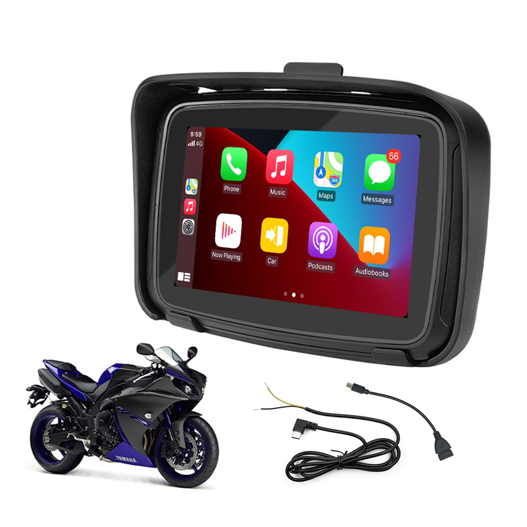 Android Auto Wireless Carplay Portatile Display 5 pollici IP65 Touchscreen GPS Navigation Dual Bluetooth Moto