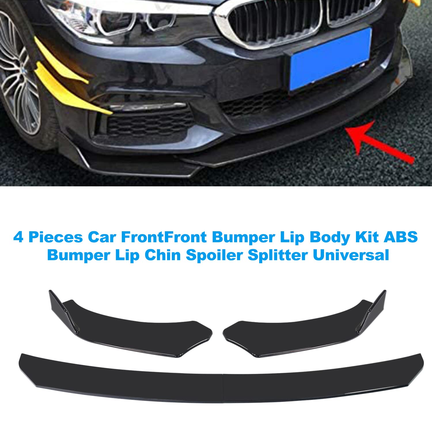 ulcort 4 Stück Auto Front Stoßstange Lip Body Kit Spoiler Splitter ABS