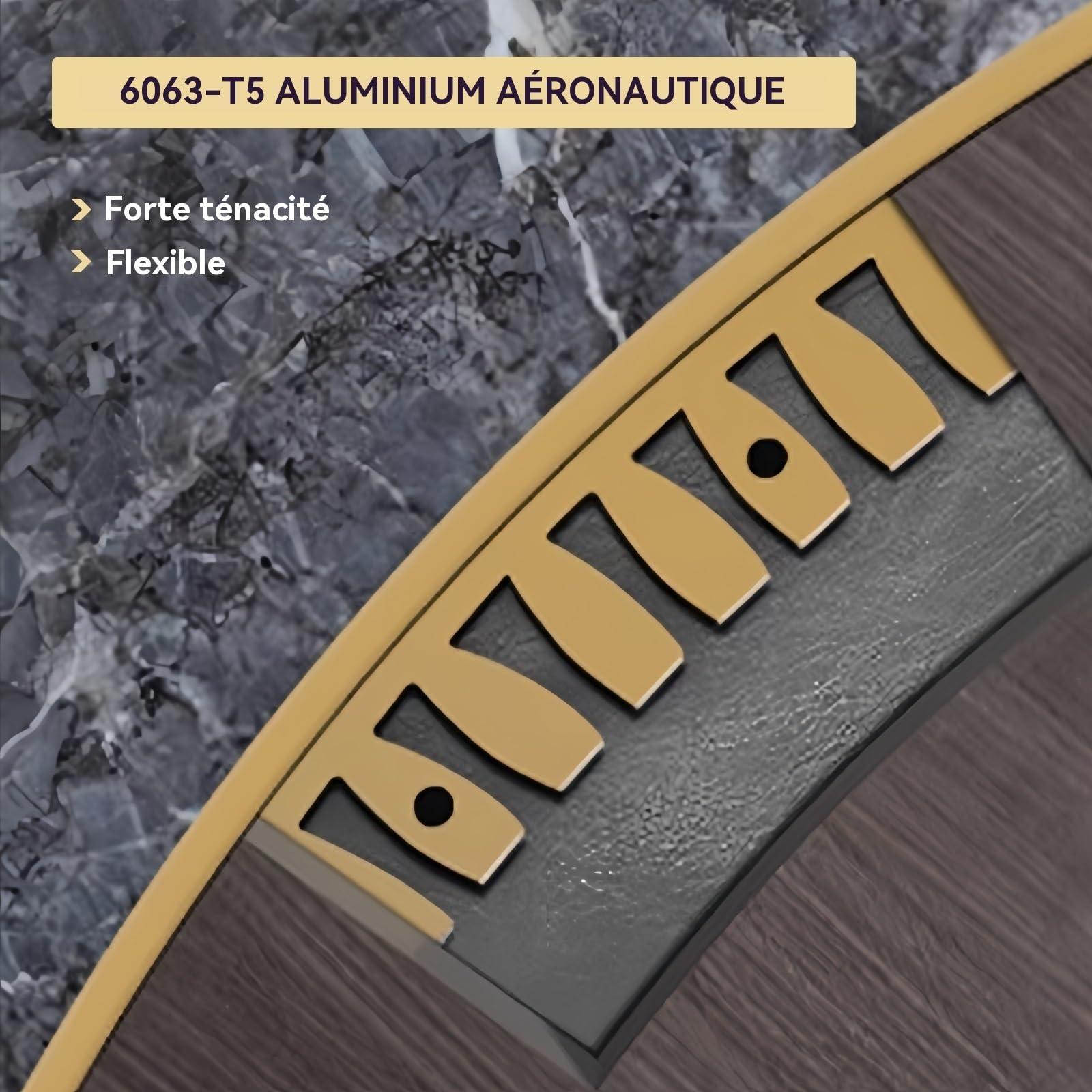 Perfil flexible de aluminio para parquet baguette de 90 cm, 3 piezas, negro, 18,5 mm, fácil renovación para azulejos e interiores